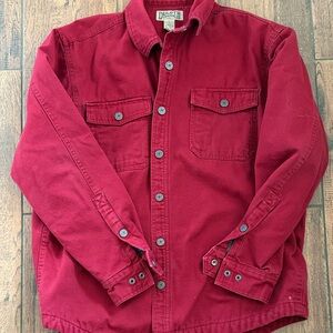 Duluth Trading Co Red Cotton firehose fleece lined jacket